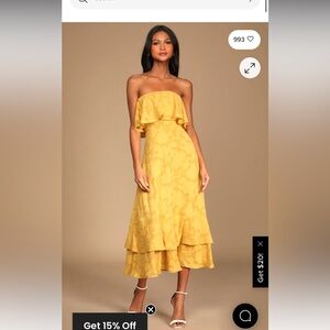 Lulus Floral Strapless Midi Dress